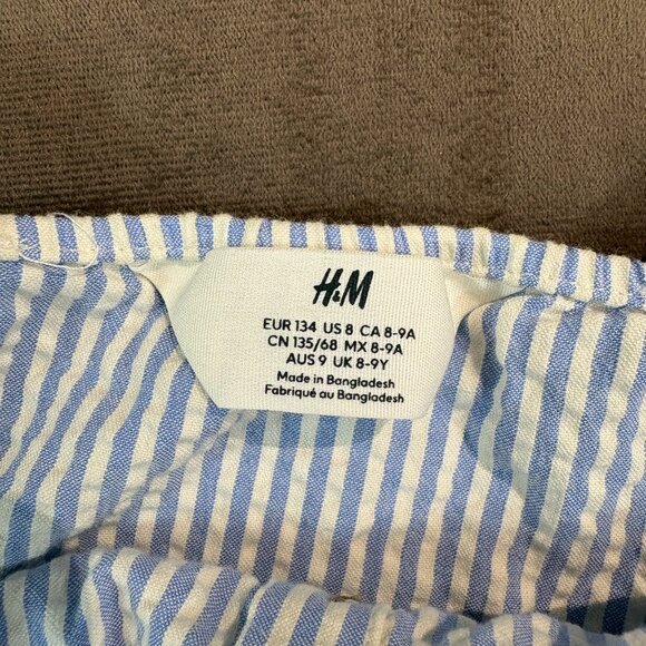 H&M Girls Light Blue Striped Cotton 2 Piece Set Size 8-9 (SKU 111G) - Picture 5 of 6